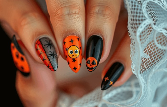 Brown Halloween-Inspired Nail Art