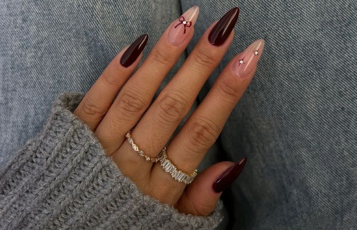 Coquette Light Brown Nails