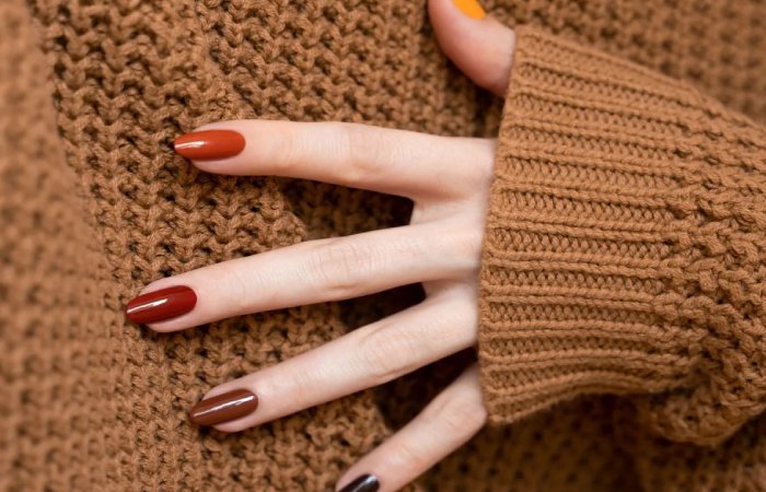 Light Brown Skittle Nails